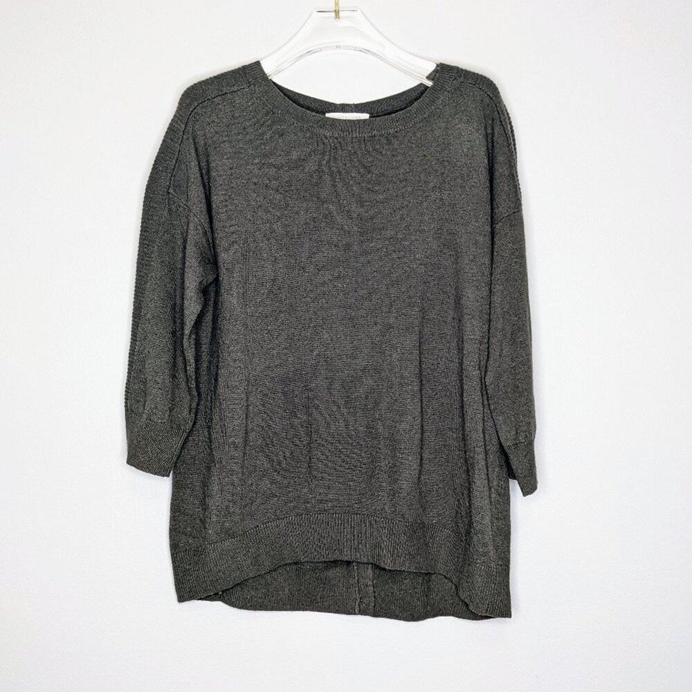 The White Company Button Back Sweater 3/4 Sleeve Round Neck Size 4